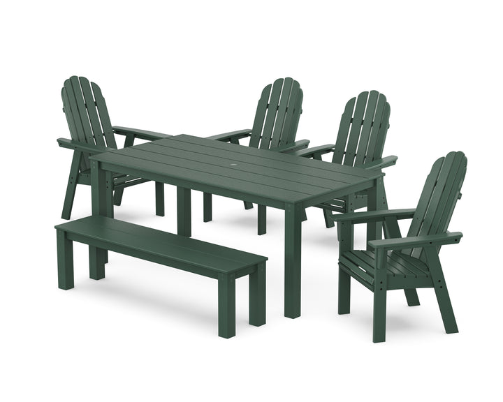 POLYWOOD® Vineyard Curveback Adirondack 6-Piece Parsons Dining Set with Bench