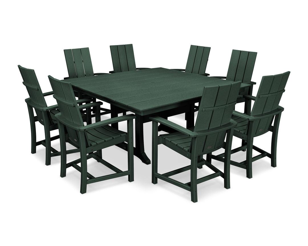 POLYWOOD® Modern Adirondack 9-Piece Farmhouse Trestle Dining Set