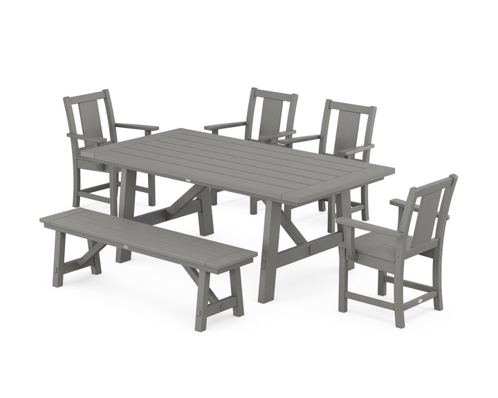 POLYWOOD® Prairie 6-Piece Rustic Farmhouse Dining Set with Bench