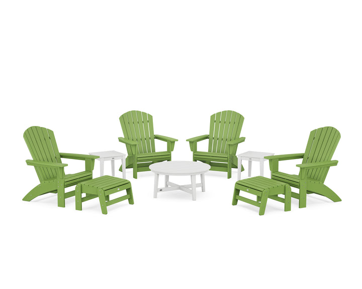 POLYWOOD® Nautical Grand Adirondack 9-Piece Conversation Set