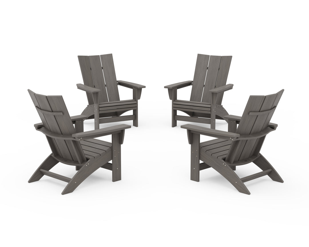 POLYWOOD® 4-Piece Modern Grand Adirondack Chair Conversation Set