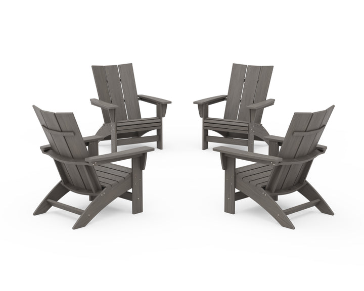 POLYWOOD® 4-Piece Modern Grand Adirondack Chair Conversation Set