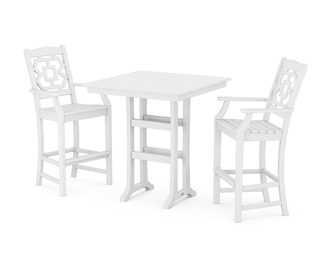 Martha Stewart by POLYWOOD® Chinoiserie 3-Piece Farmhouse Bar Set with Trestle Legs