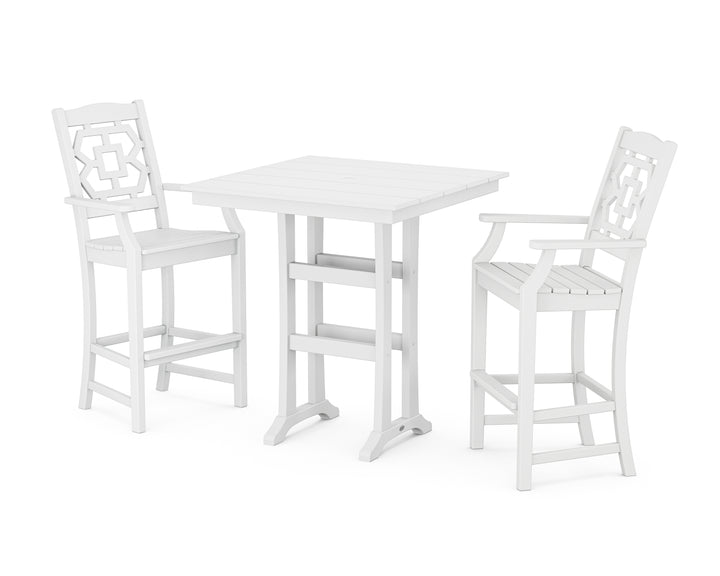 Martha Stewart by POLYWOOD® Chinoiserie 3-Piece Farmhouse Bar Set with Trestle Legs