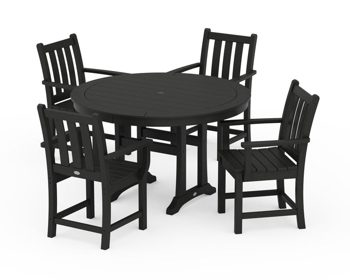 POLYWOOD® Traditional Garden 5-Piece Round Dining Set with Trestle Legs