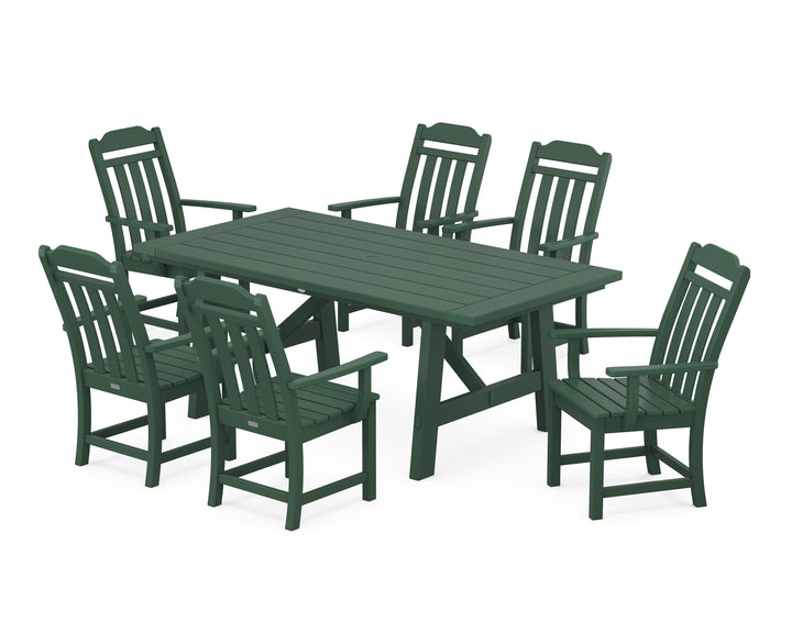 Country Living Cottage Arm Chair 7-Piece Rustic Farmhouse Dining Set