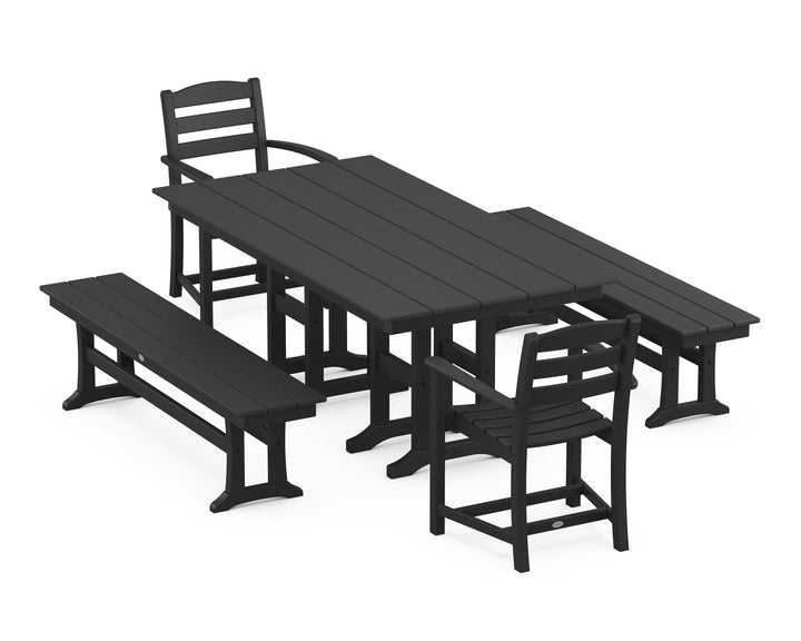 POLYWOOD® La Casa Café 5-Piece Farmhouse Dining Set with Benches