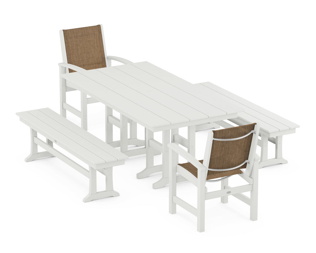 POLYWOOD® Coastal 5-Piece Farmhouse Dining Set