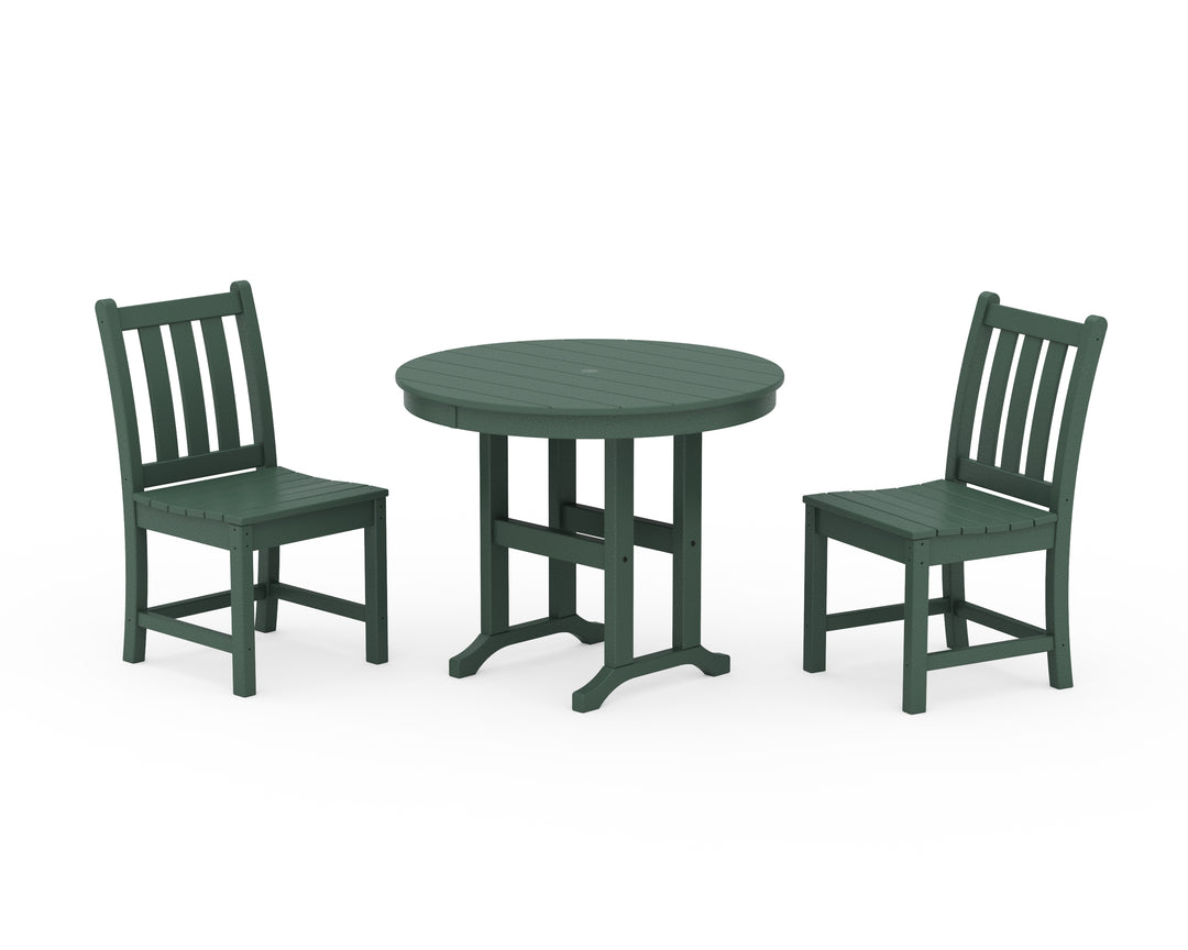 POLYWOOD® Traditional Garden Side Chair 3-Piece Round Dining Set