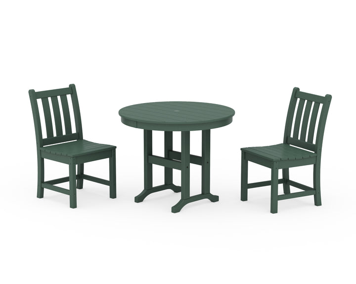 POLYWOOD® Traditional Garden Side Chair 3-Piece Round Dining Set
