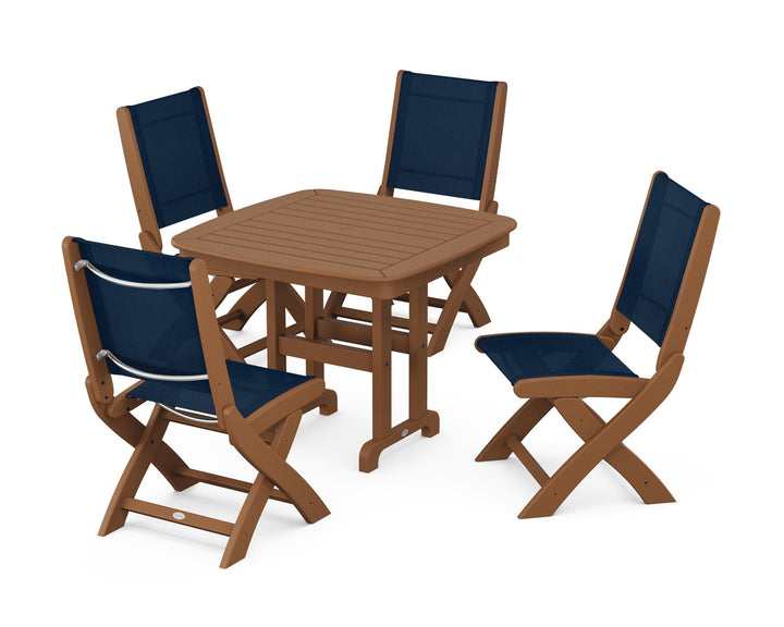 POLYWOOD® Coastal Folding Side Chair 5-Piece Dining Set