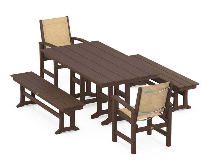POLYWOOD® Coastal 5-Piece Farmhouse Dining Set