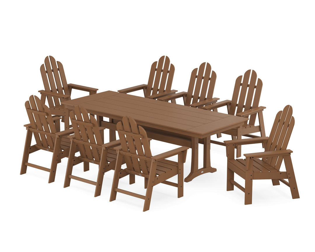 POLYWOOD® Long Island 9-Piece Farmhouse Dining Set with Trestle Legs