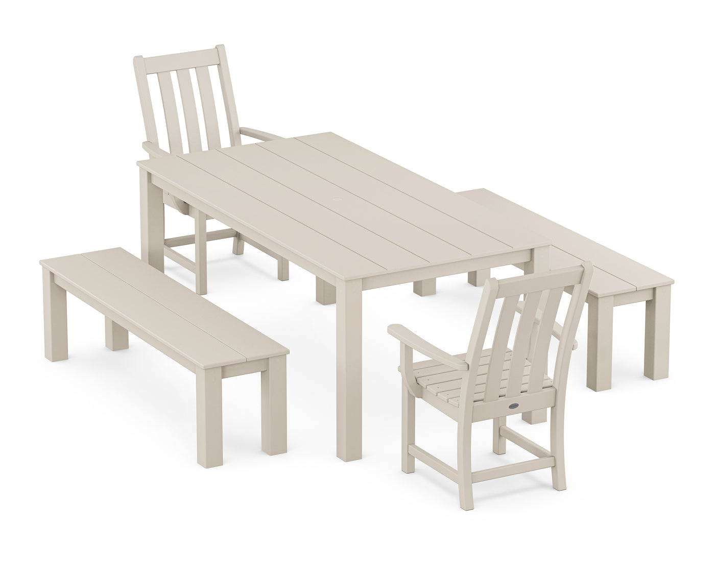 Vineyard 5-Piece Parsons Dining Set with Benches