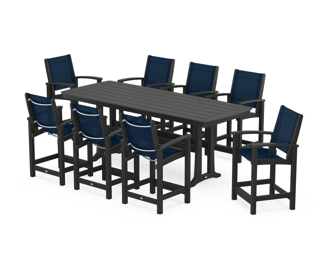 POLYWOOD® Coastal 9-Piece Counter Set with Trestle Legs