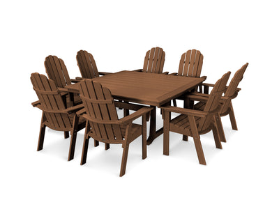 Vineyard Curveback Adirondack 9-Piece Nautical Trestle Dining Set