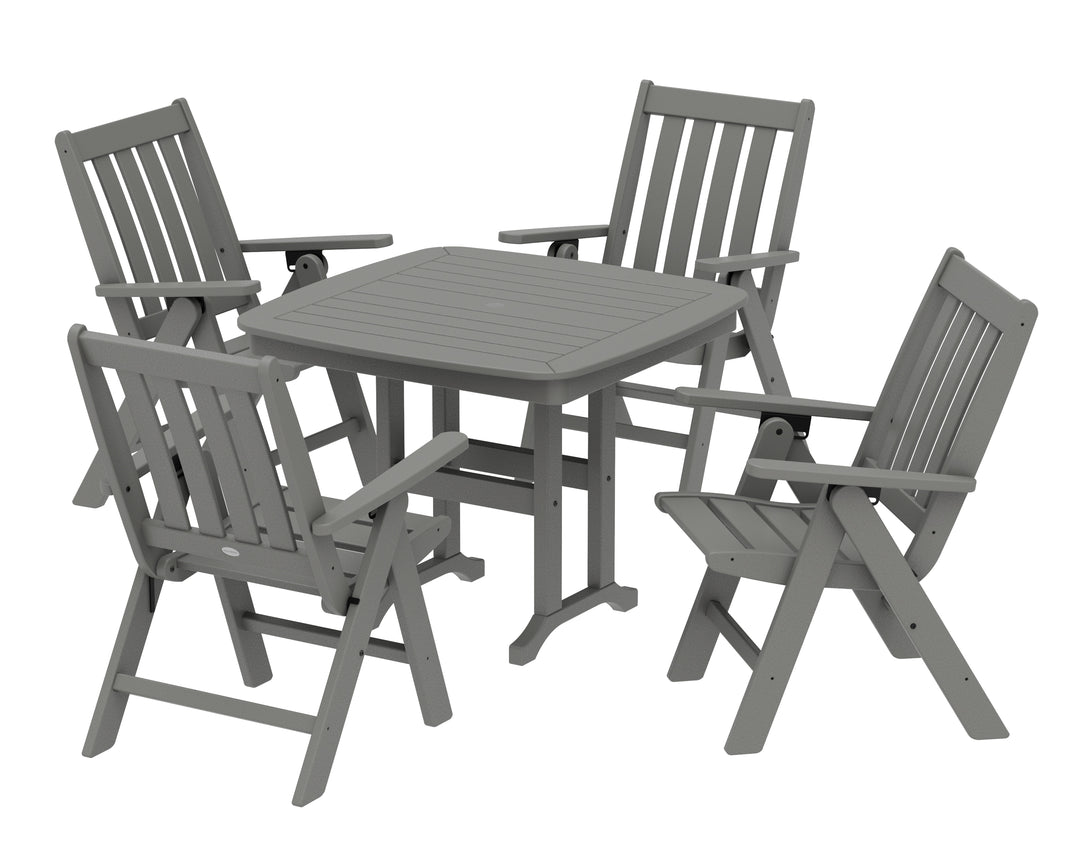 POLYWOOD® Vineyard Folding Chair 5-Piece Dining Set