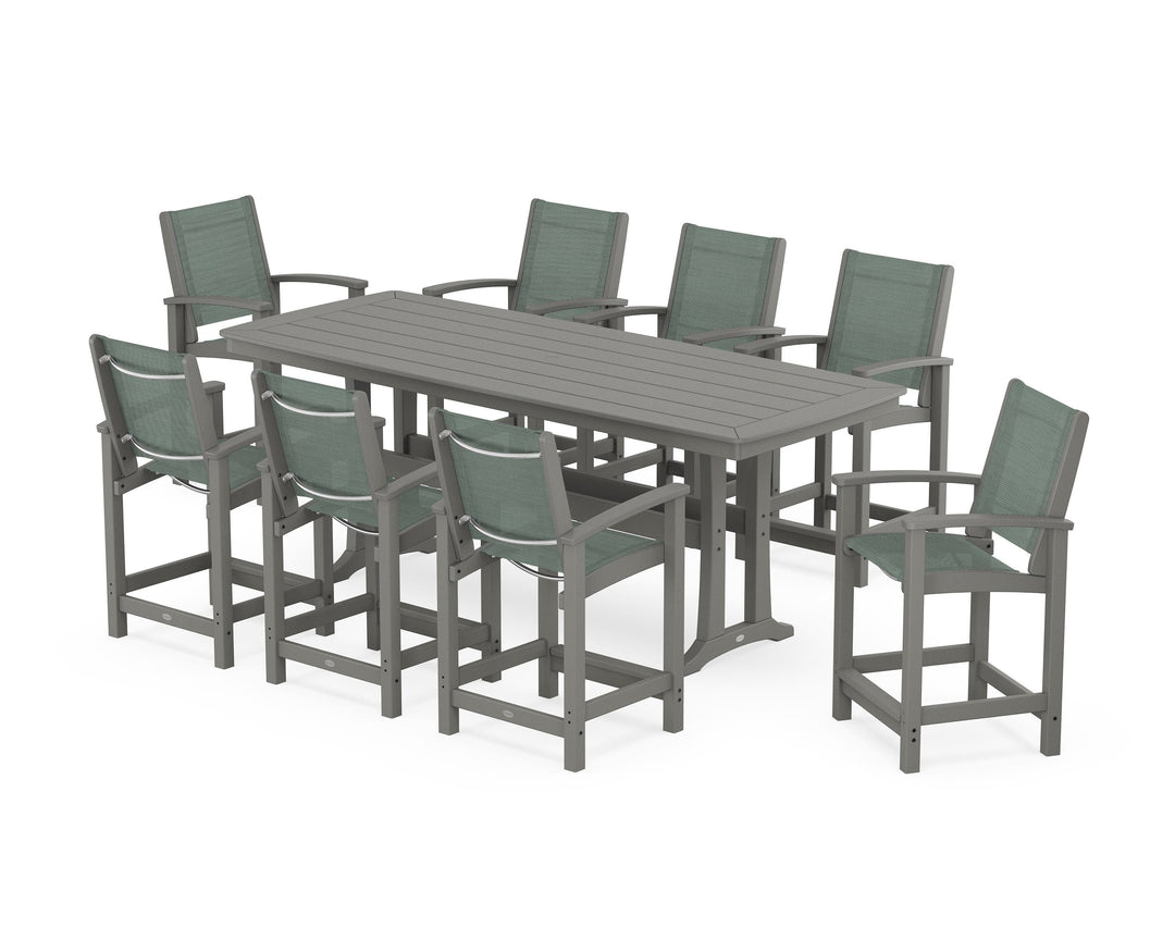POLYWOOD® Coastal 9-Piece Counter Set with Trestle Legs