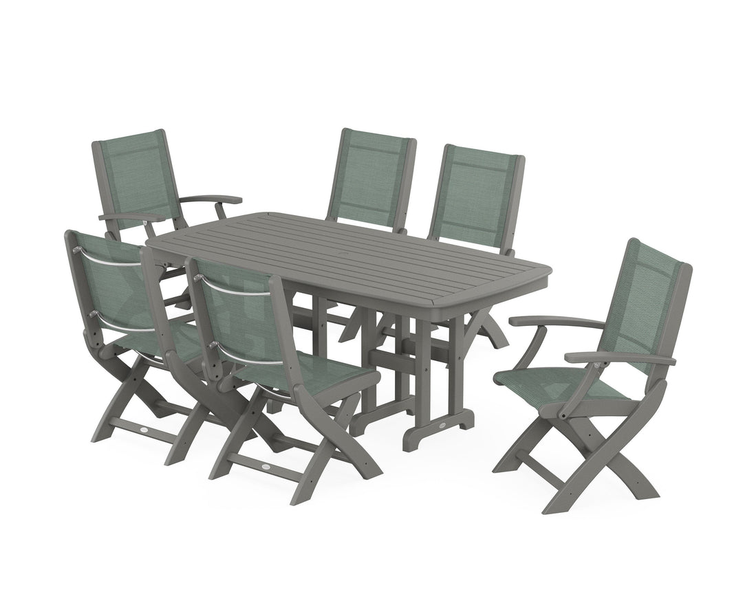 POLYWOOD® Coastal Folding Chair 7-Piece Dining Set