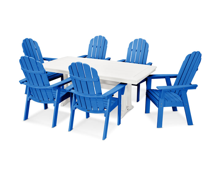 POLYWOOD® Vineyard Curveback Adirondack 7-Piece Dining Set with Trestle Legs