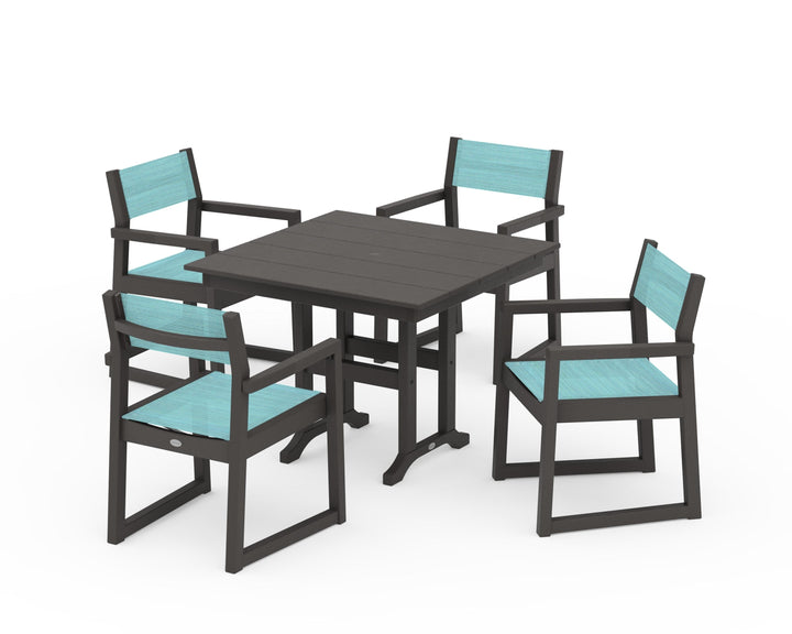 POLYWOOD® EDGE Sling Arm Chair 5-Piece Farmhouse Dining Set