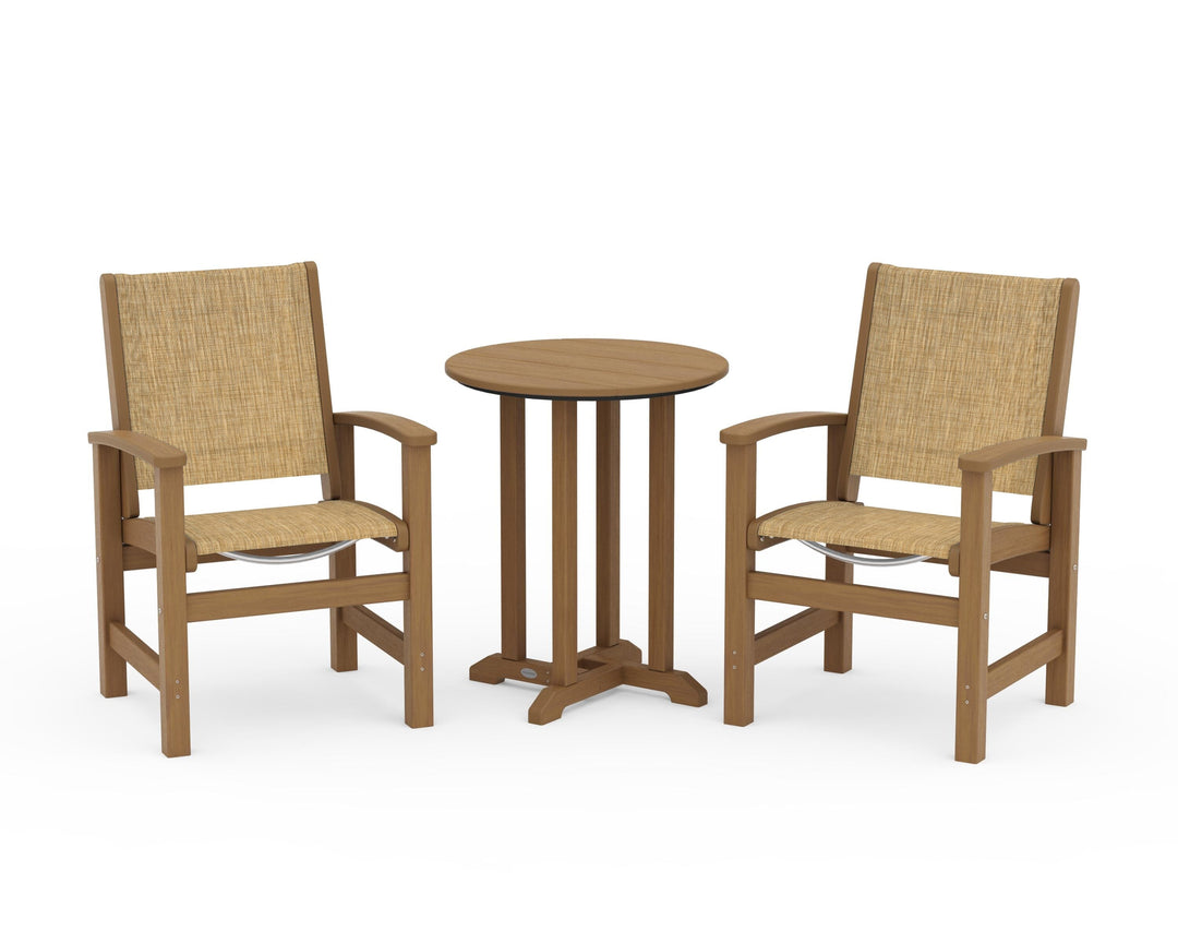 POLYWOOD® Coastal 3-Piece Round Bistro Dining Set