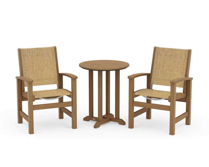 POLYWOOD® Coastal 3-Piece Round Bistro Dining Set
