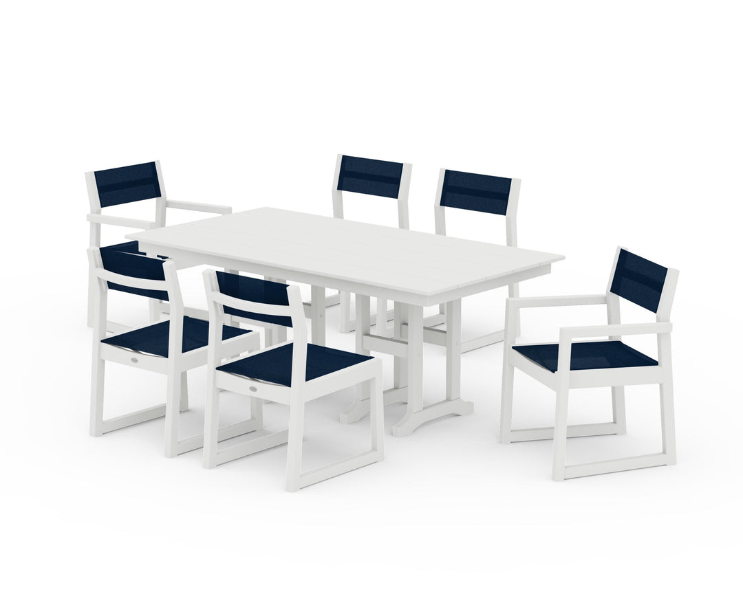 POLYWOOD® EDGE Sling 7-Piece Farmhouse Dining Set