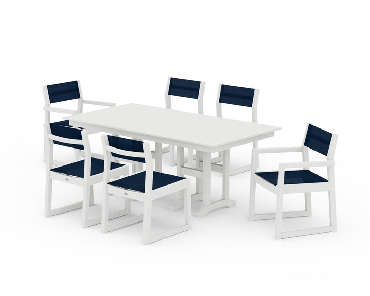 POLYWOOD® EDGE Sling 7-Piece Farmhouse Dining Set