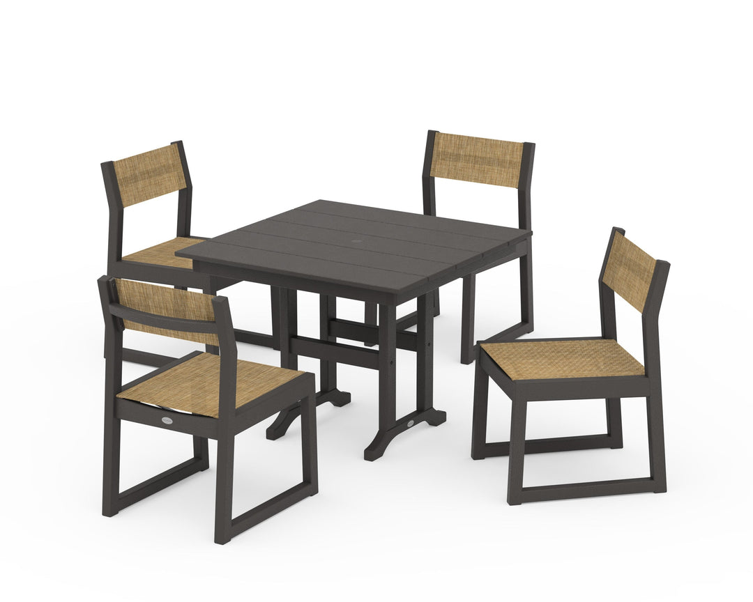 POLYWOOD® EDGE Sling Side Chair 5-Piece Farmhouse Dining Set