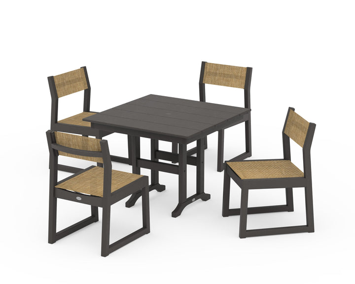 POLYWOOD® EDGE Sling Side Chair 5-Piece Farmhouse Dining Set