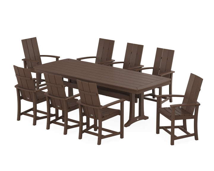 POLYWOOD® Modern Adirondack 9-Piece Dining Set with Trestle Legs