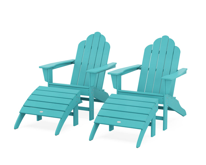 POLYWOOD® Long Island Adirondack Chair 4-Piece Set with Ottomans