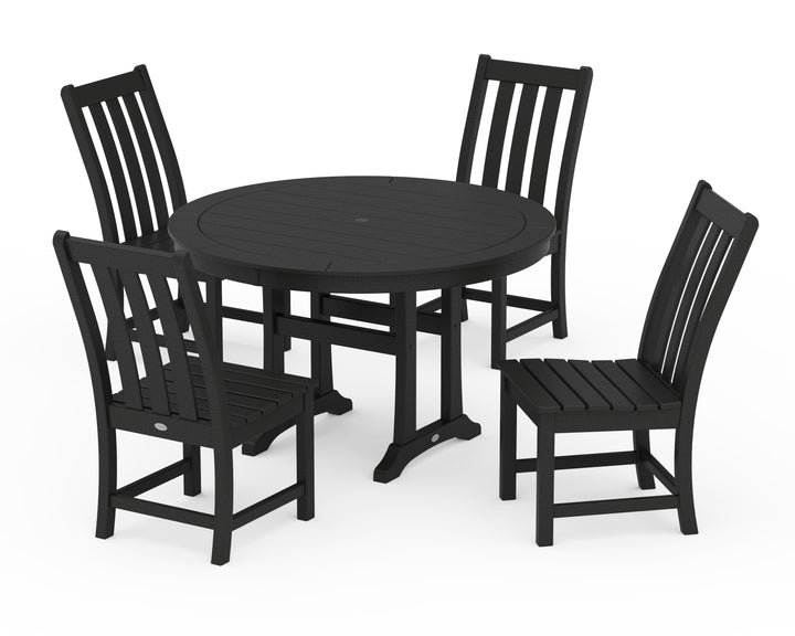 POLYWOOD® Vineyard Side Chair 5-Piece Round Dining Set With Trestle Legs