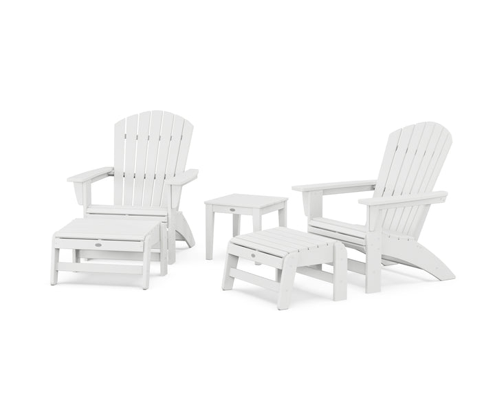 POLYWOOD® 5-Piece Nautical Grand Adirondack Set with Ottomans and Side Table