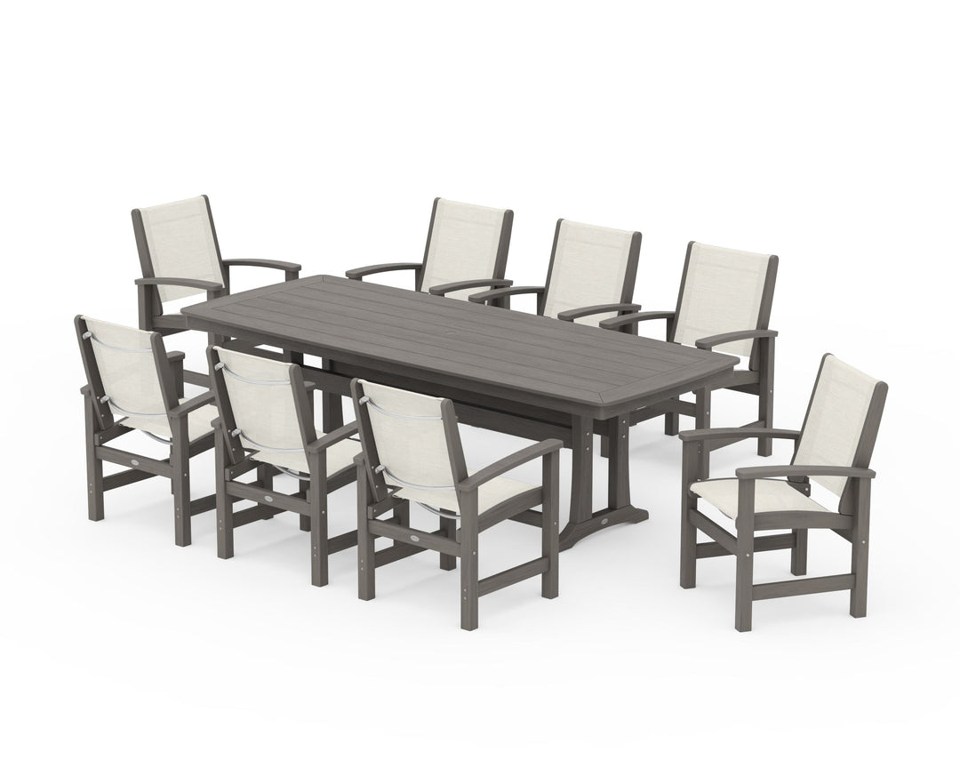 POLYWOOD® Coastal 9-Piece Dining Set with Trestle Legs