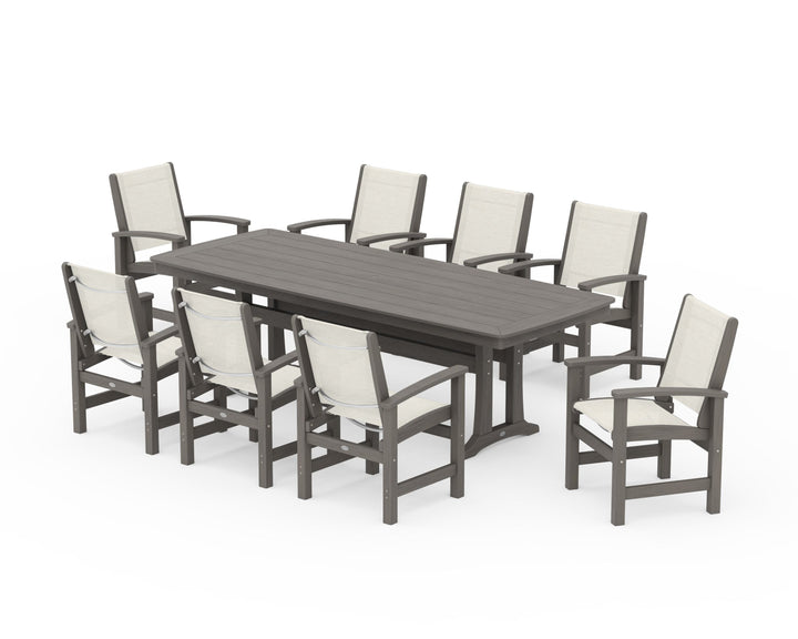 POLYWOOD® Coastal 9-Piece Dining Set with Trestle Legs