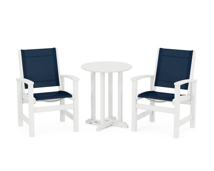 POLYWOOD® Coastal 3-Piece Round Bistro Dining Set
