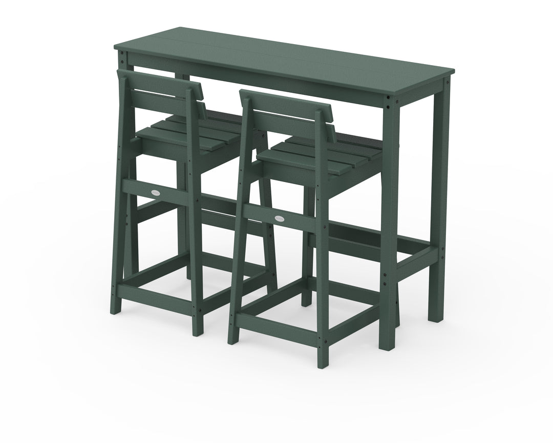 POLYWOOD® Modern Studio Plaza Lowback Bar Chair 3-Piece Balcony Set