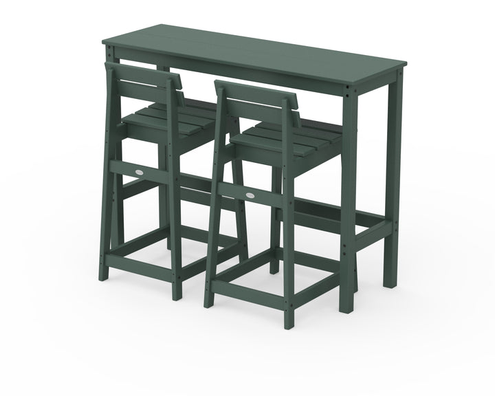 POLYWOOD® Modern Studio Plaza Lowback Bar Chair 3-Piece Balcony Set