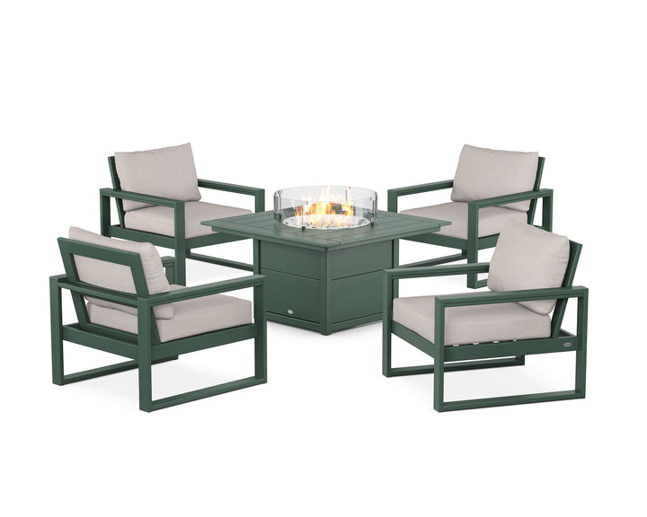 POLYWOOD® EDGE Sectional 5-Piece Deep Seating Set with Fire Pit Table