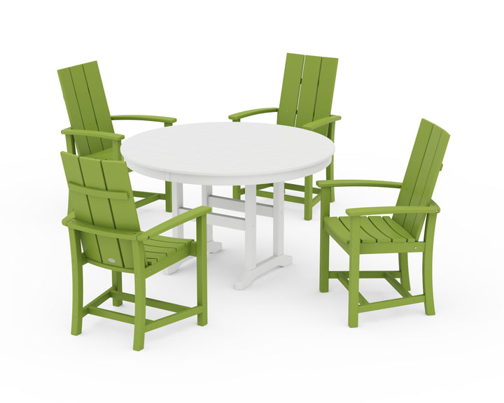 POLYWOOD® Modern Adirondack 5-Piece Round Farmhouse Dining Set