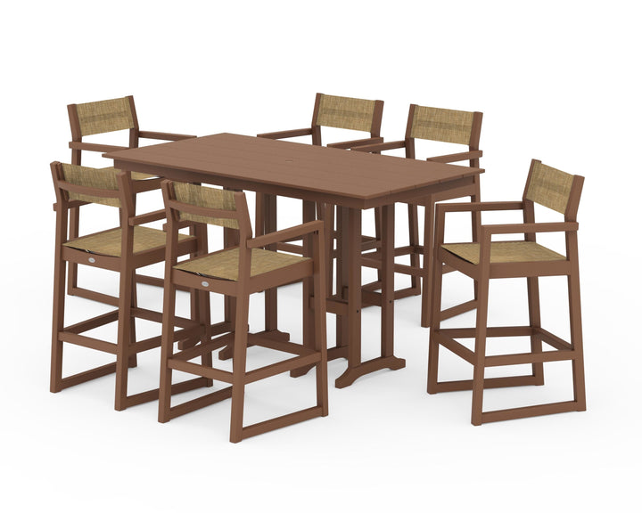 POLYWOOD® EDGE Sling Arm Chair 7-Piece Farmhouse Bar Set