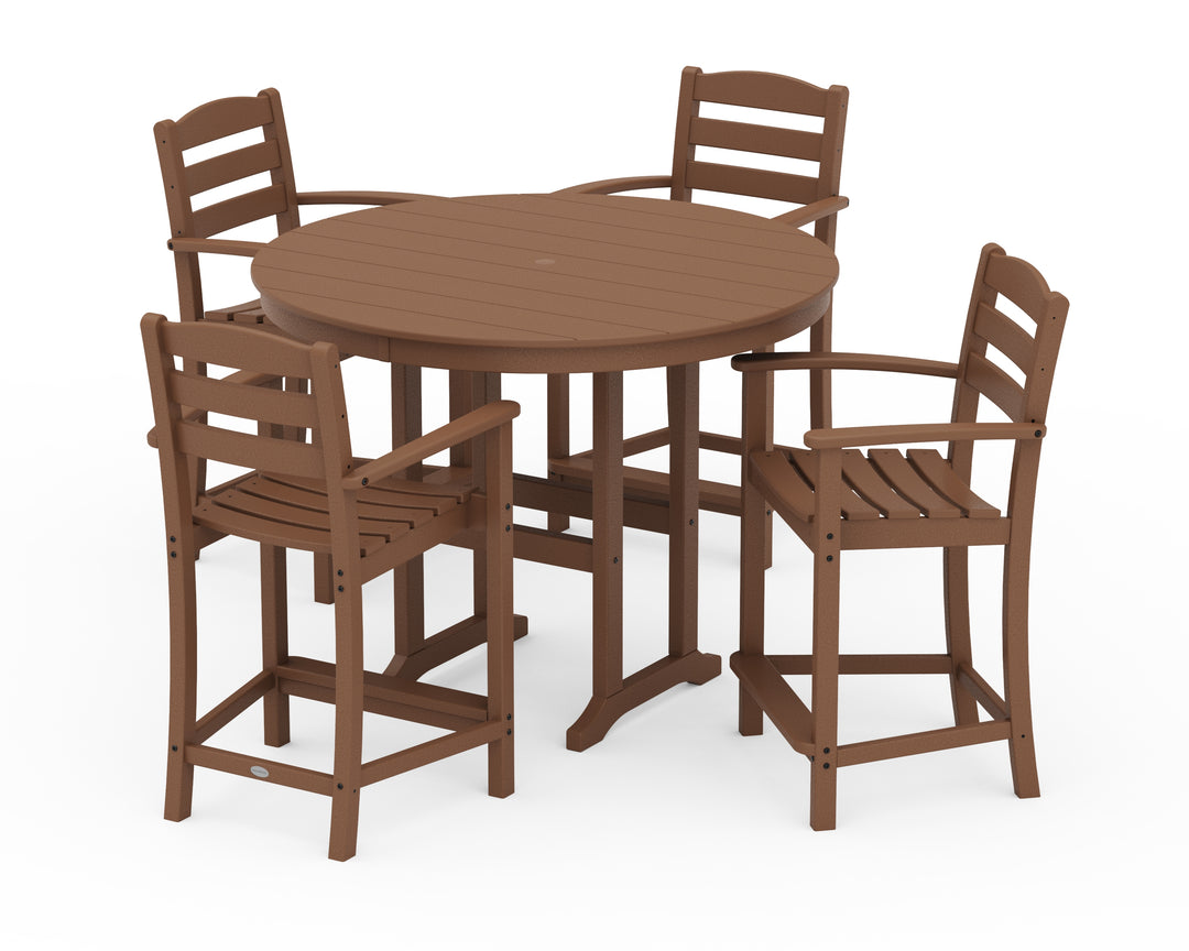 POLYWOOD® La Casa Café 5-Piece Round Farmhouse Counter Set