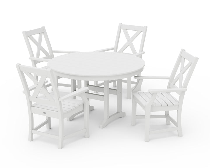 POLYWOOD® Braxton 5-Piece Round Farmhouse Dining Set