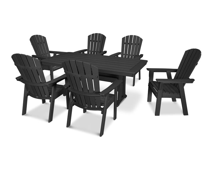 POLYWOOD® Nautical Curveback Adirondack 7-Piece Dining Set with Trestle Legs