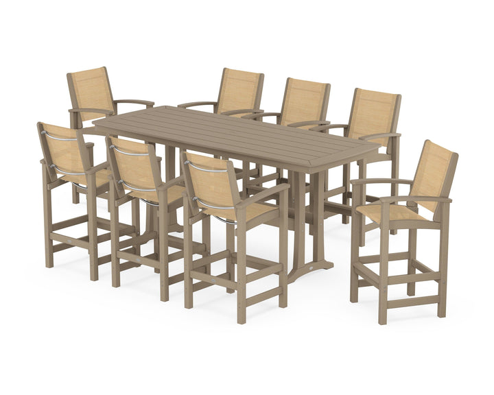 POLYWOOD® Coastal 9-Piece Bar Set with Trestle Legs