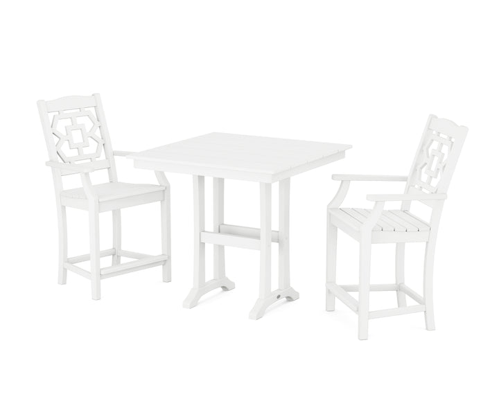 Martha Stewart by POLYWOOD® Chinoiserie 3-Piece Farmhouse Counter Set with Trestle Legs