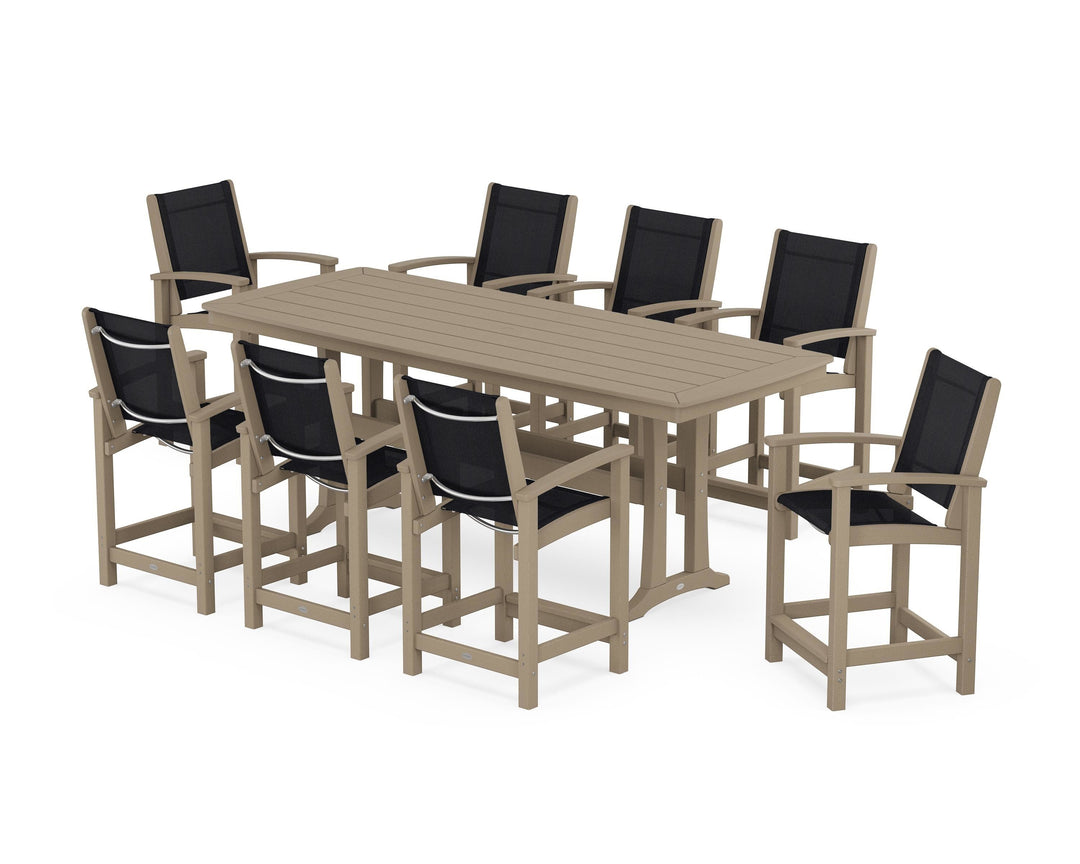 POLYWOOD® Coastal 9-Piece Counter Set with Trestle Legs
