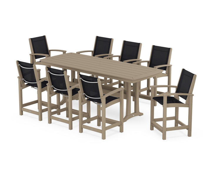 POLYWOOD® Coastal 9-Piece Counter Set with Trestle Legs